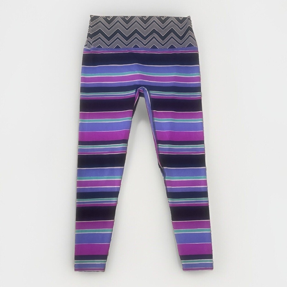 K-DEER Sedona Chevron Striped Leggings 2XL Plus Size High Waist Ankle EUC OOP